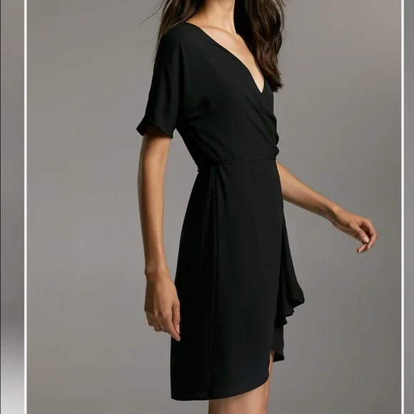 Babaton Artizia Dress Womens Small Black Wallace Wrap Mini Cocktail Party Date - Picture 2 of 7